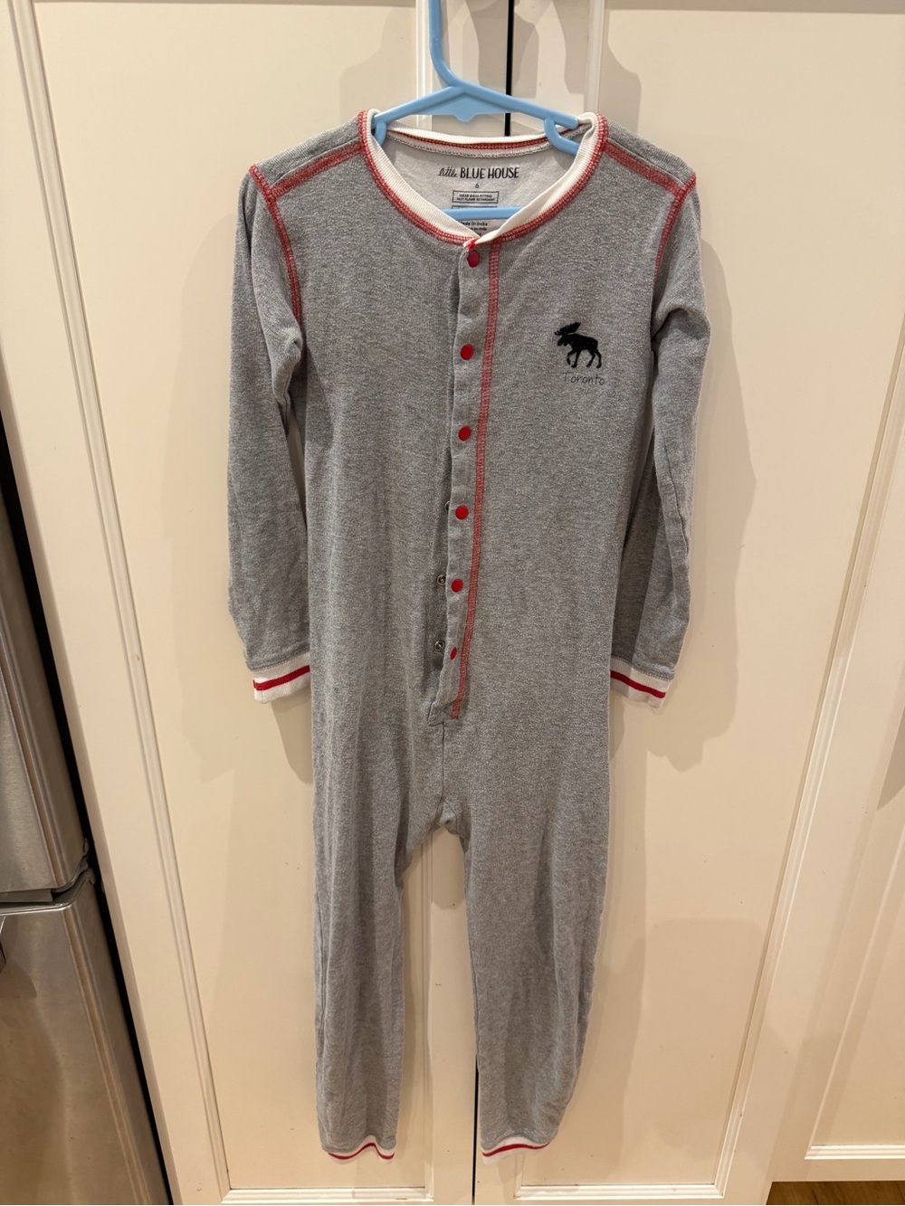 Little blue house 6t Grey Long-Sleeve Kids One-Piece Pajamas